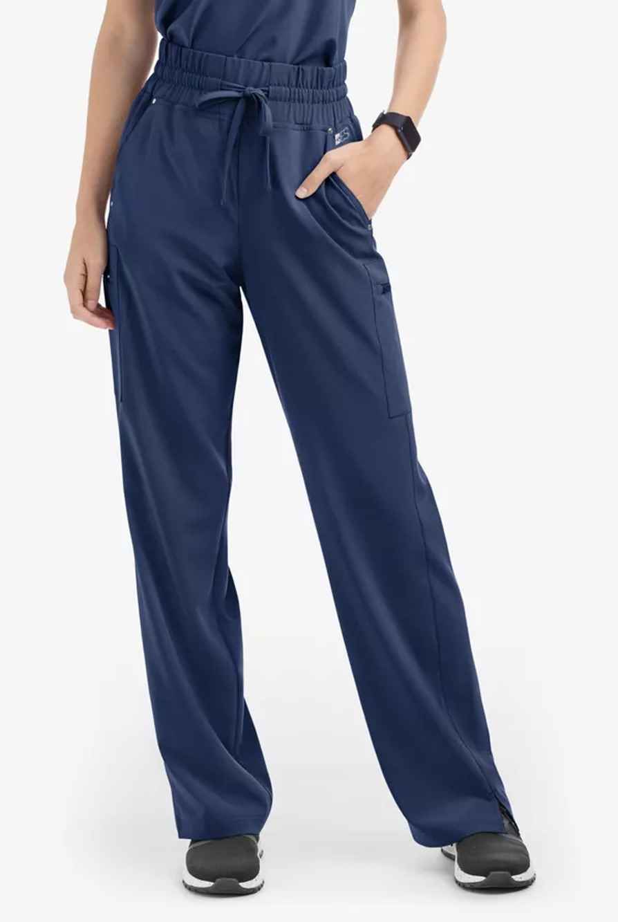 NEW Easy Stretch Ellie Women's Navy Blue 5-Pocket Wide Leg Scrub Pants Size S